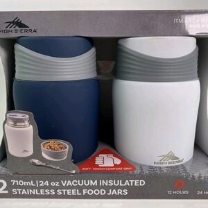 2x High Sierra Navy & White Insulated Food Jars 24 oz 12hr Hot 24he Cold NWT